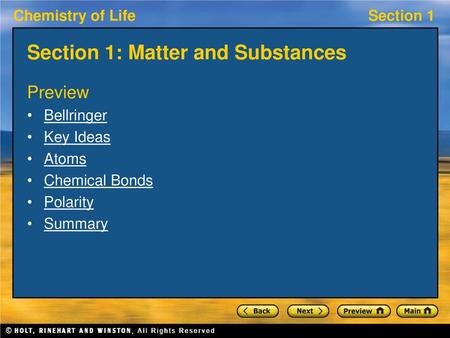 Section 1: Matter and Substances