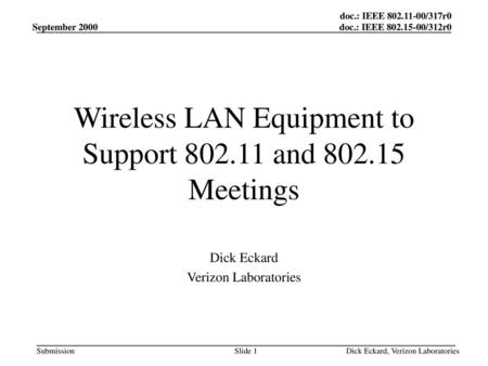 Wireless LAN Equipment to Support and Meetings