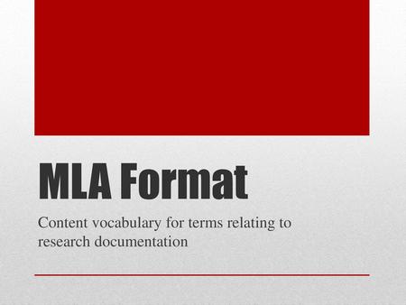 Content vocabulary for terms relating to research documentation
