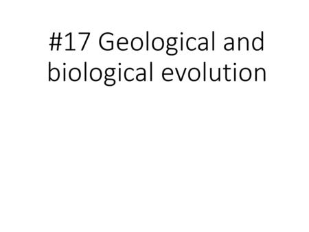 #17 Geological and biological evolution