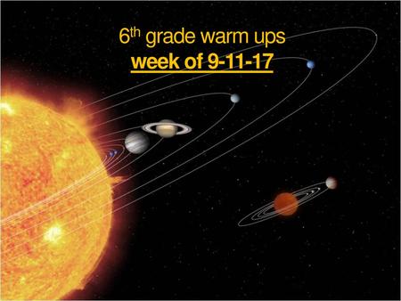 6th grade warm ups week of