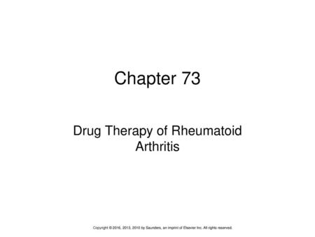Drug Therapy of Rheumatoid Arthritis