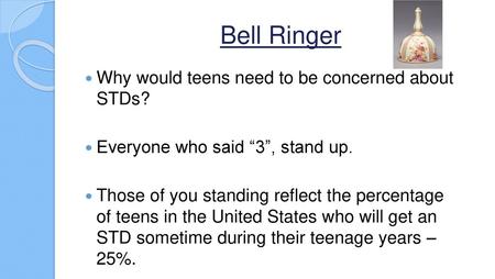 Bell Ringer Why would teens need to be concerned about STDs?