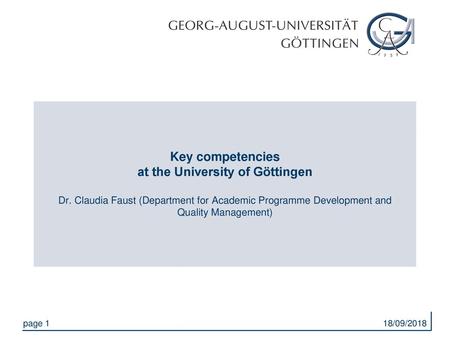 Key competencies at the University of Göttingen Dr
