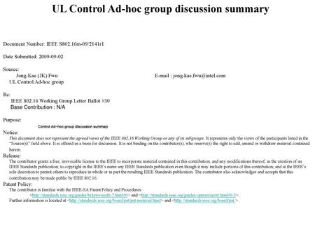 UL Control Ad-hoc group discussion summary