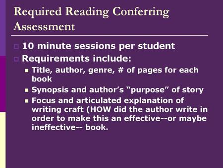 Required Reading Conferring Assessment