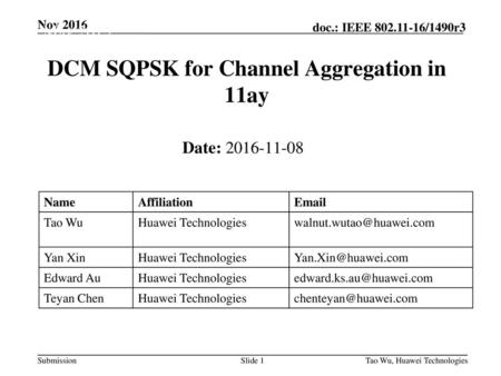 DCM SQPSK for Channel Aggregation in 11ay