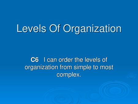 Levels Of Organization