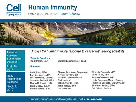 Human Immunity October 22–24, 2017— Banff, Canada