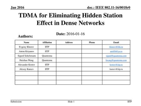 TDMA for Eliminating Hidden Station Effect in Dense Networks