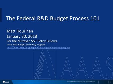 The Federal R&D Budget Process 101