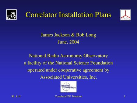 Correlator Installation Plans
