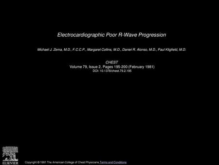 Electrocardiographic Poor R-Wave Progression