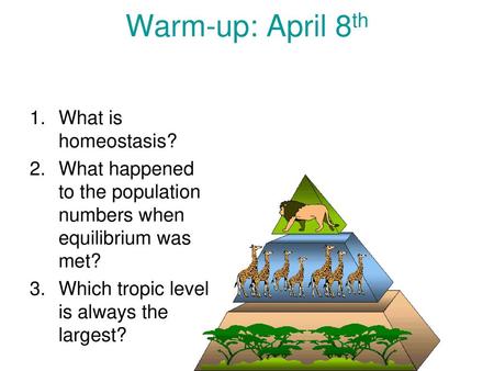 Warm-up: April 8th What is homeostasis?