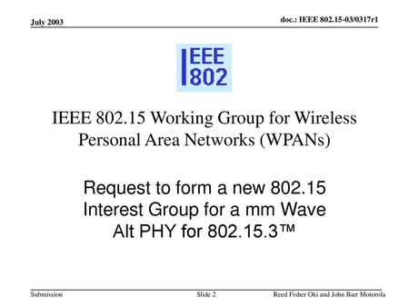 IEEE Working Group for Wireless Personal Area Networks (WPANs)
