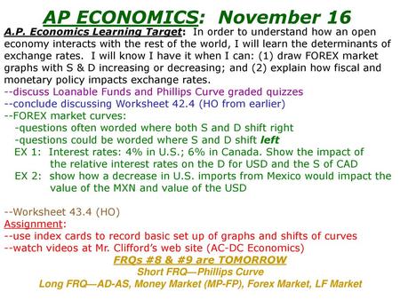 AP ECONOMICS: November 16
