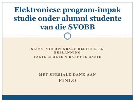 Elektroniese program-impak studie onder alumni studente van die SVOBB