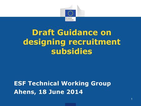 Draft Guidance on designing recruitment subsidies