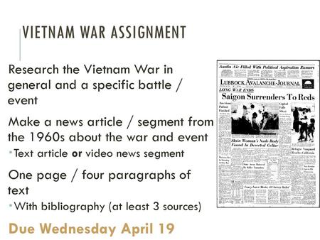 Vietnam war assignment