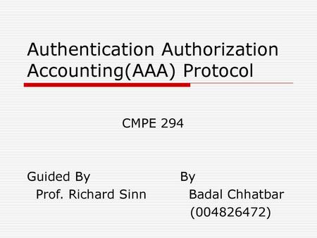 Chapter 16 AAA. AAA Components  AAA server –Authenticates users 