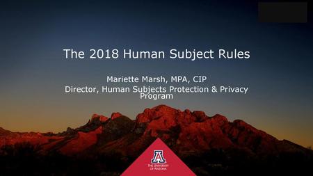 The 2018 Human Subject Rules