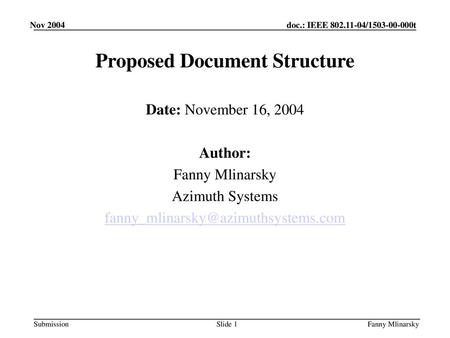 Proposed Document Structure