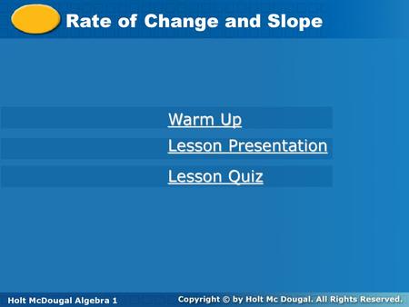 Rate of Change and Slope