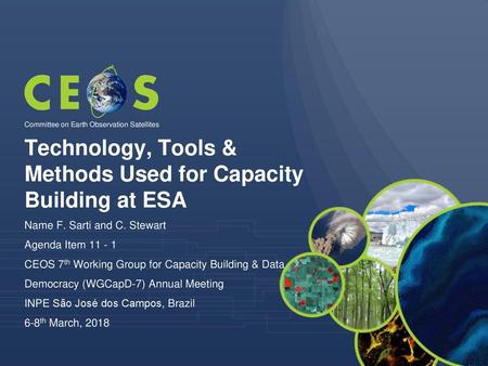 Technology, Tools & Methods Used for Capacity Building at ESA
