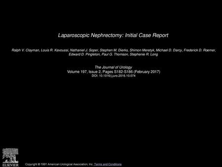 Laparoscopic Nephrectomy: Initial Case Report