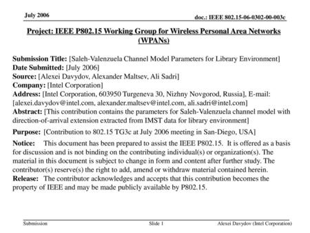<month year> doc: IEEE c July 2006
