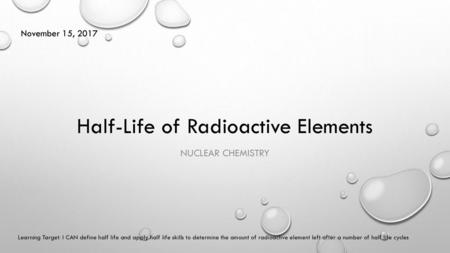 Half-Life of Radioactive Elements