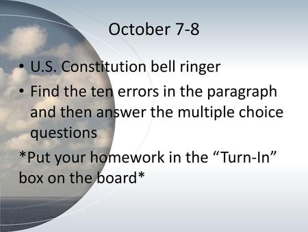 October 7-8 U.S. Constitution bell ringer