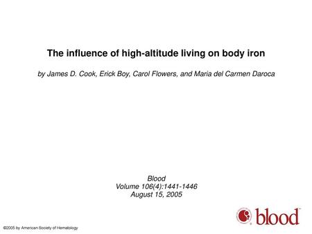The influence of high-altitude living on body iron