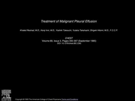 Treatment of Malignant Pleural Effusion
