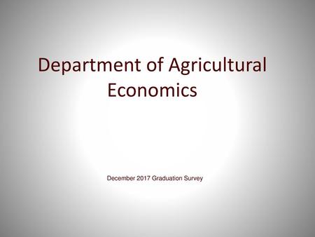Department of Agricultural Economics