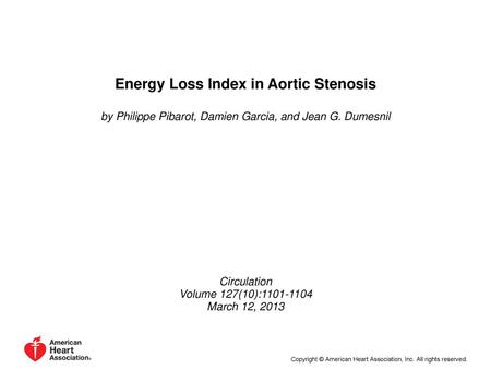 Energy Loss Index in Aortic Stenosis