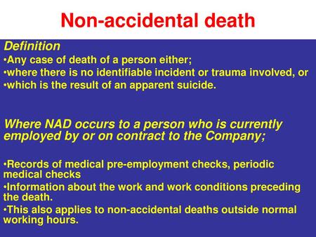 Non-accidental death Definition
