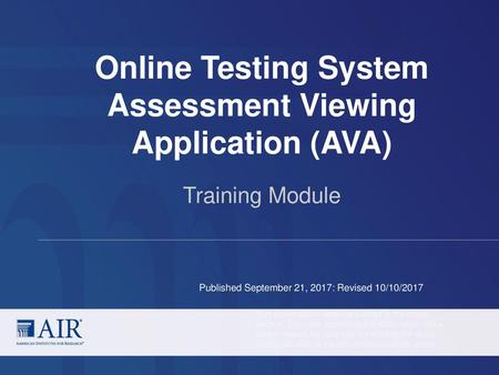 Online Testing System Assessment Viewing Application (AVA)