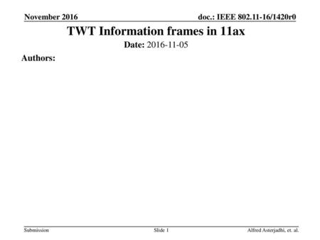 TWT Information frames in 11ax