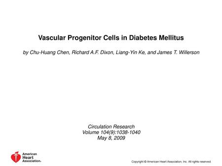 Vascular Progenitor Cells in Diabetes Mellitus
