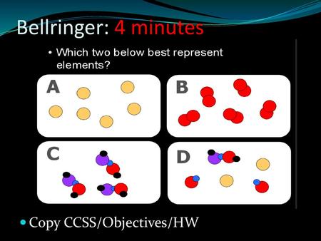 Bellringer: 4 minutes Copy CCSS/Objectives/HW.