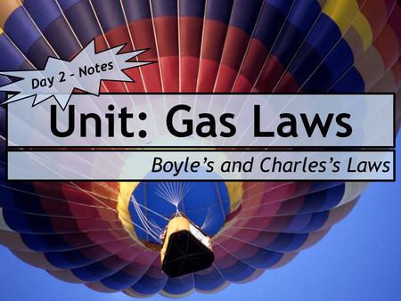 Boyle’s and Charles’s Laws