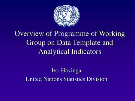 Ivo Havinga United Nations Statistics Division