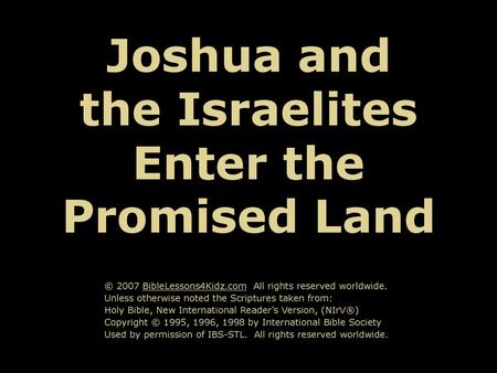 Joshua and the Israelites Enter the Promised Land
