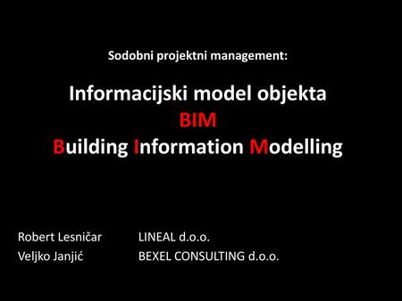 Informacijski model objekta BIM Building Information Modelling