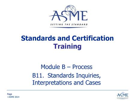 Standards and Certification Training