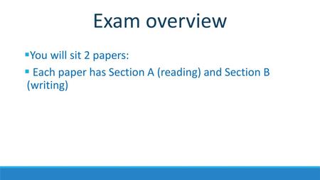 Exam overview You will sit 2 papers: