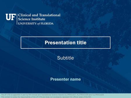 Presentation title Subtitle Presenter name.