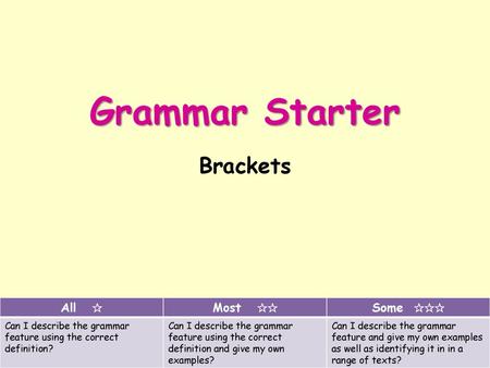 Grammar Starter Brackets All ✰ Most ✰✰ Some ✰✰✰