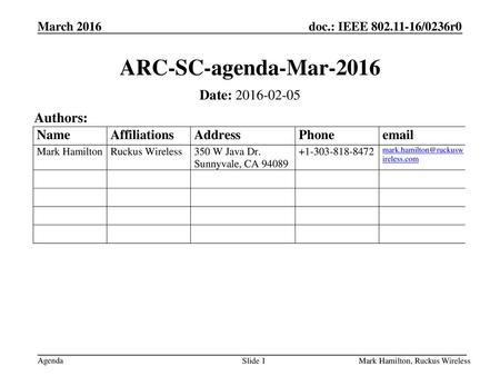 ARC-SC-agenda-Mar-2016 Date: Authors: July 2009